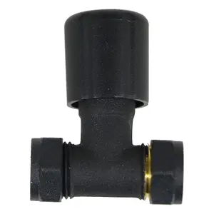 Tower Thermostatic Radiator Valve with Lockshield Straight Black 10-15mm Liquid Sensor