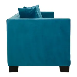 Sofia 3 Seater Cyan Blue Velvet Sofa