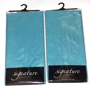 Set Of 4 Teal Polyester Placemats Dining Table Mats Wedding Hotel Linen Dinner Party