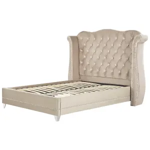 Velvet EU King Size Bed Beige AYETTE