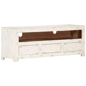 Berkfield TV Cabinet Solid Wood Acacia 110x30x40 cm White