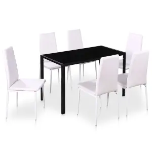 Berkfield 7 Piece Dining Table Set Black and White