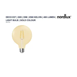 Nordlux Deco E27 G95 Dim 2500 Kelvin 400 Lumen Light Bulb In Gold