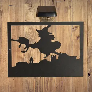 Witch Garden Wall Art Plaque and Solar Lighting