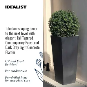 Set of 2 IDEALIST™ 38cm Tall Planter, Dark Grey Reinforced Stone Small Garden Planters, Outdoor Plant Pots H38 L18 W18 cm, 13L