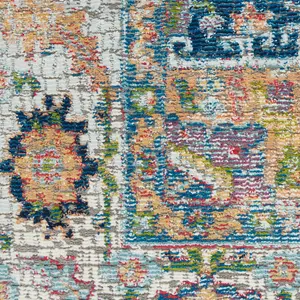 Blue/Multicolor Luxurious Traditional Persian Easy to Clean Floral Dining Room Bedroom And Living Room Rug-71 X 244cm (Runner)