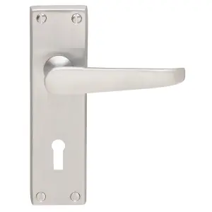 Carlisle Brass Satin Chrome Victorian Lever on Lock Backplate (M30SC)