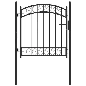 Berkfield Fence Gate with Arched Top Steel 100x100 cm Black