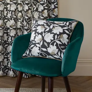 Luna Floral Square Throw Cushion Black