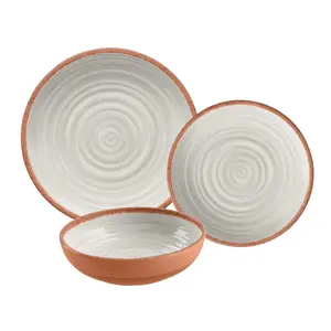 Purely Home Rustic Swirl Ivory Melamine 6 Piece Outdoor Dinnerware Set for 2