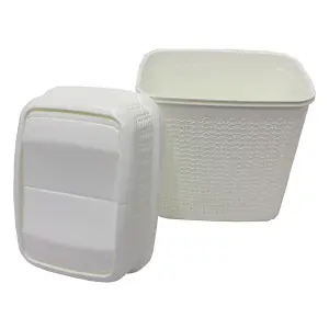 JVL Knit Design Loop Plastic Push Top Bin, Ivory