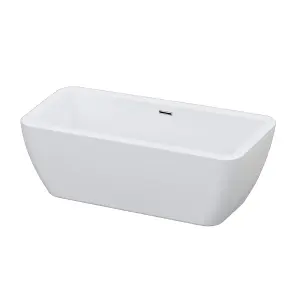 GoodHome Merkys Gloss White Acrylic Freestanding Rectangular Double ended Bath (L)1700mm (W)750mm