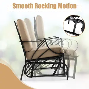 Costway Outdoor Patio Glider Ergonomic Design Single-person Rocking Chair w/ Cushion