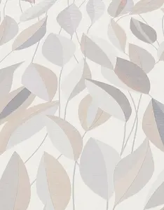 Erismann Foliage Leaf Grey Vinyl Wallpaper