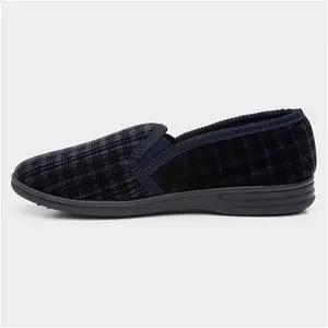 The Slipper Company Reid Mens Navy Twin Gusset - Size 8 - Mens Slippers Full