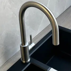 Liquida EPO11BS Single Lever Pull Out Mixer Brushed Steel Kitchen Mixer Tap