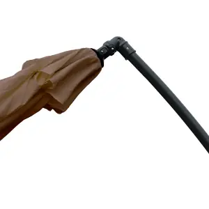 KCT Garden Parasol 3M Large Mocha Cantilever with Adjustable Crank Patio Shade