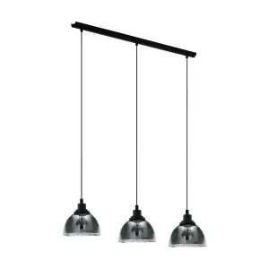 Pendant Ceiling Light Colour Black Shade Black Transparent Glass Vaporized E27 3x60W