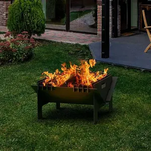 Primrose Chic Steel Hex Black Outdoor Fire Pit 58cm