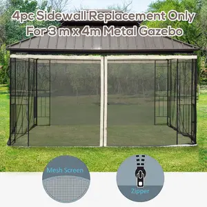 Outsunny 352 x 207cm Universal Replacement Gazebo Mesh Netting Screen Walls