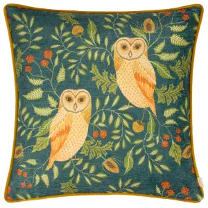 Evans Lichfield Hawthorn Owl Chenille Piped Feather Rich Cushion