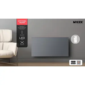 MYLEK Panel Space Heater 1.5KW Eco Smart WiFi App Radiator Electric Slim Low Energy IPX4 rated