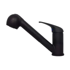 Nes Home Single Lever Kitchen Sink Pull-out Mixer Tap Matte Black Swivel Spout Belingdon