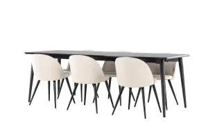 Ellis Rectangular Dining Table with 6 Velvet Dining Chairs Set