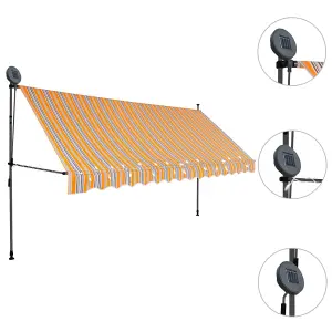 Berkfield Manual Retractable Awning with LED 350 cm Yellow and Blue