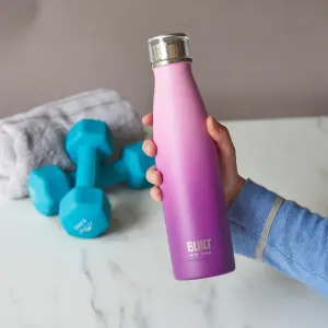 Built 500ml Double Walled Stainless Steel Water Bottle Pink and Purple Ombre