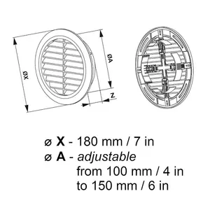 White Circle Round Air Vent Fit 100 to 150 mm Round Ducting Ventilation Cover Supply Fly Net