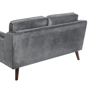 2 Seater Velvet Sofa Grey LOKKA