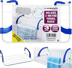 New 3m Deluxe Radiator Clothes Airer Towel Rack Drying Washing Line Indoor & Outdoor