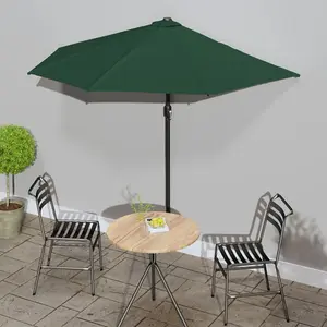 Berkfield Balcony Parasol with Aluminium Pole Green 270x135 cm Half