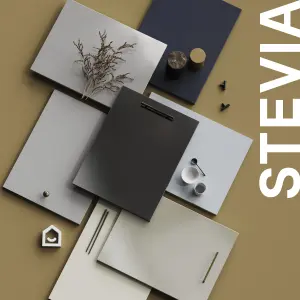 GoodHome Stevia Matt pewter grey Slab Glazed Cabinet door (W)300mm (H)715mm (T)18mm