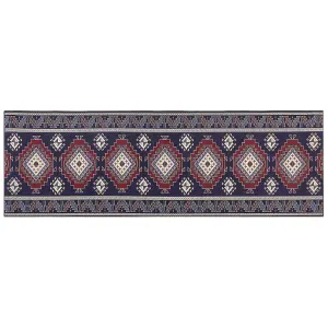 Runner Rug 80 x 240 cm Blue and Red KANGAL