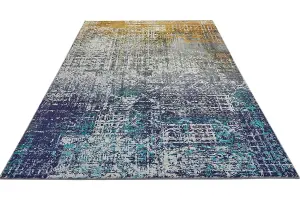 Blue Copper Abstract Polyester Soft Modern Living Room, Bedroom Rug - 120cm X 180cm