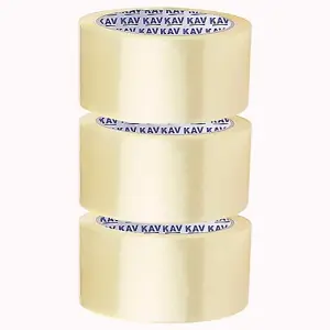 KAV Strong Adhesive Clear Packaging Tape - 48MM x 66M Rolls for Secure Box Sealing, Parcel Tape with Improved Formula