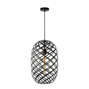 Lucide Wolfram Modern Pendant Light 32cm - 1xE27 - Black