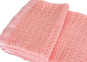 Just So Home Lightweight 100% Acrylic Cellular Blanket (Single 180 x 230cm, Rose)