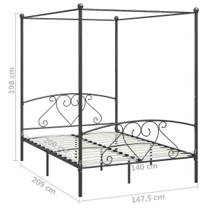 Berkfield Canopy Bed Frame Grey Metal 140x200 cm