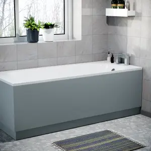 Nes Home Matt Grey 1700mm Water Proof Durable PVC Front Bath Panel 15mm Thick