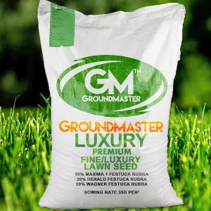 GroundMaster 25kg Fine Luxury Green Lawn Ornamental Style Grass Seed Various Sizes