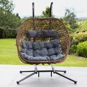 Garton Swinging Double Garden Seat - Dark Grey