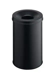 Durable Fire Extinguishing Metal Waste Bin - TUV Certified - 60L - Black