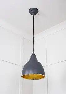 Hammered Brass Brindley Pendant in Slate