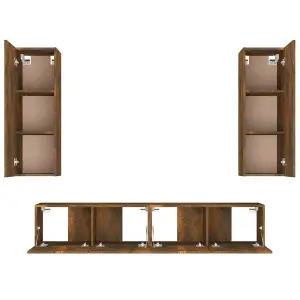 Berkfield 4 Piece TV Cabinet Set Smoked Oak Engineered Wood