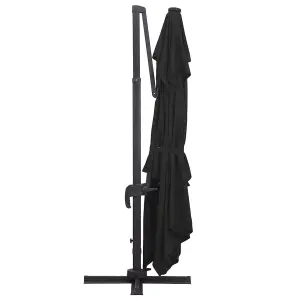 Berkfield Cantilever Umbrella with LED Lights and Aluminium Pole 400x300 cm Black