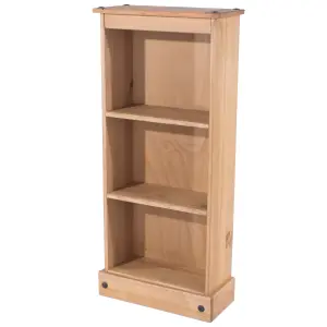 Core Products Premium Corona low narrow bookcase, antique waxed pine