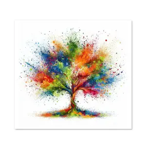 Toughened 6mm Glass Kitchen Splashback 70 x 65cm Rainbow Tree - Polished Edge Heat Resistant Back Splash for Cookers Hob